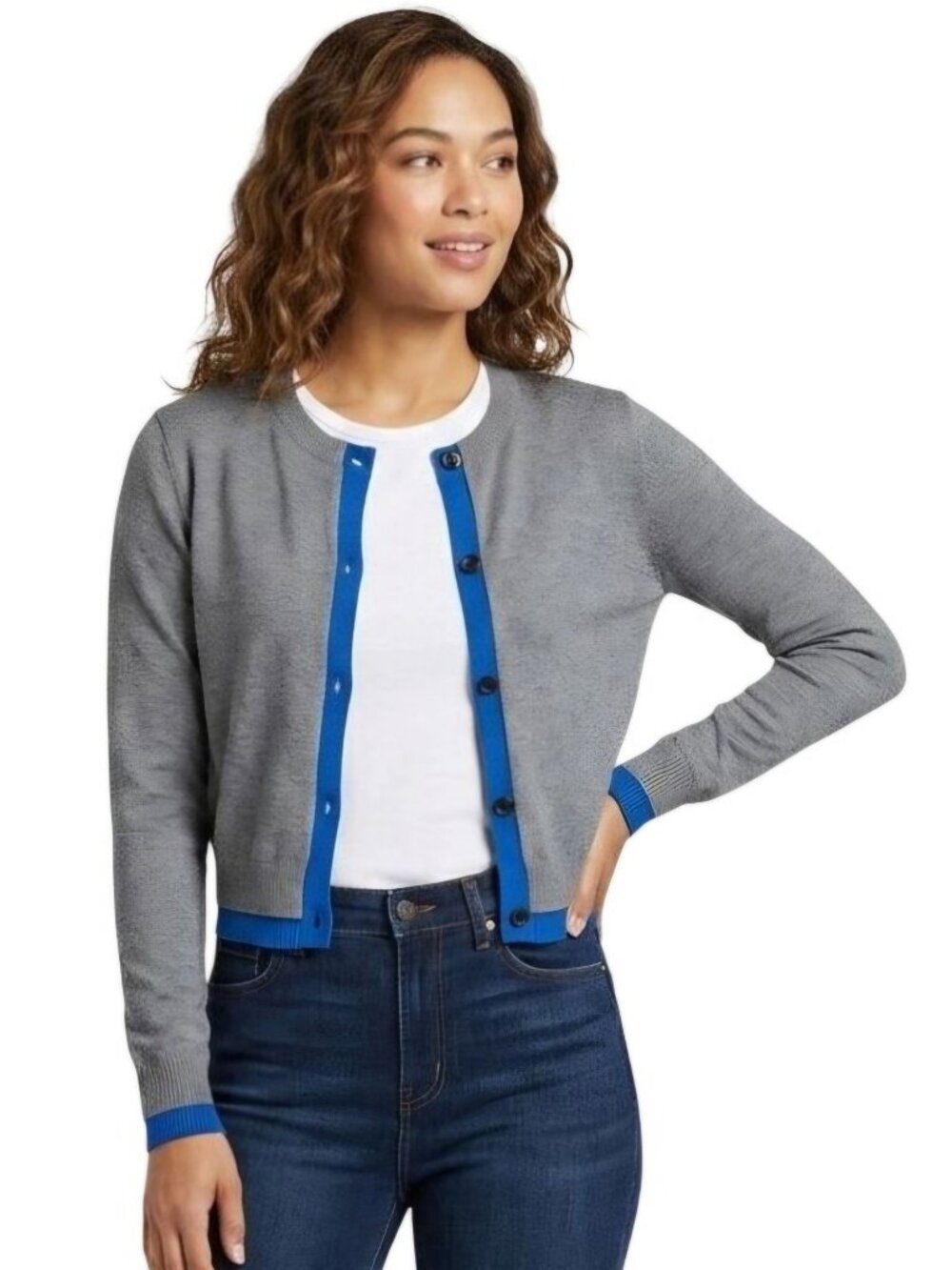 Truth By Republic NWT Charcoal Blue Wool Blend Cardigan Sweater Size S